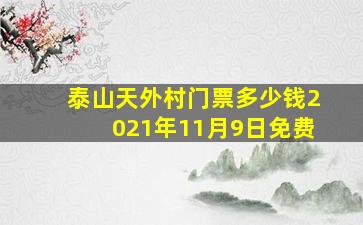 泰山天外村门票多少钱2021年11月9日免费