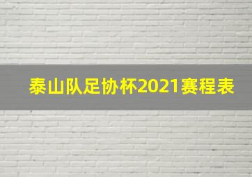 泰山队足协杯2021赛程表