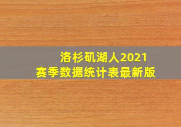 洛杉矶湖人2021赛季数据统计表最新版