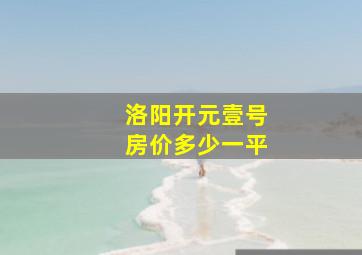 洛阳开元壹号房价多少一平