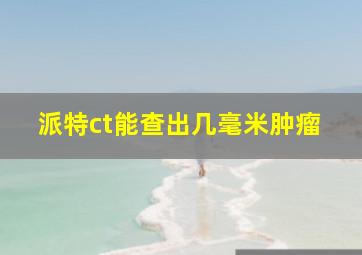 派特ct能查出几毫米肿瘤