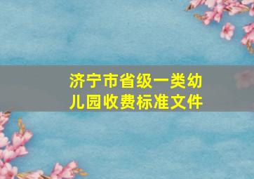 济宁市省级一类幼儿园收费标准文件