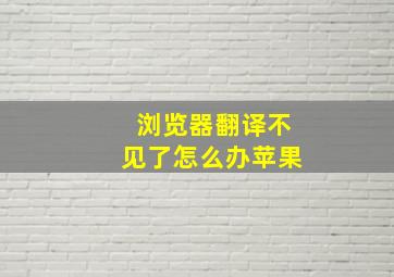 浏览器翻译不见了怎么办苹果