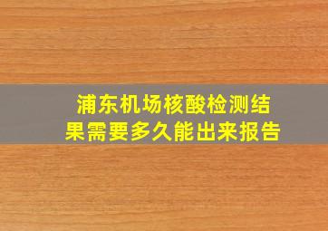 浦东机场核酸检测结果需要多久能出来报告