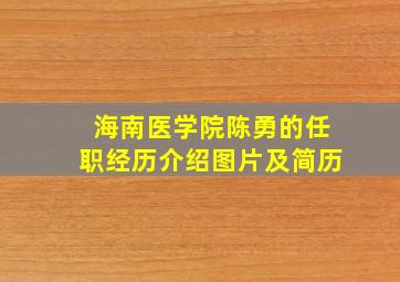 海南医学院陈勇的任职经历介绍图片及简历