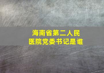 海南省第二人民医院党委书记是谁