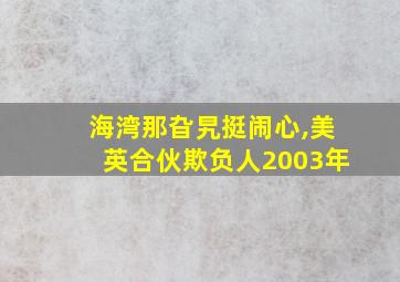 海湾那旮旯挺闹心,美英合伙欺负人2003年