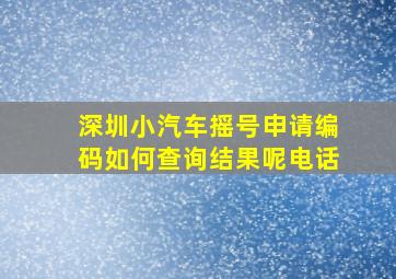 深圳小汽车摇号申请编码如何查询结果呢电话