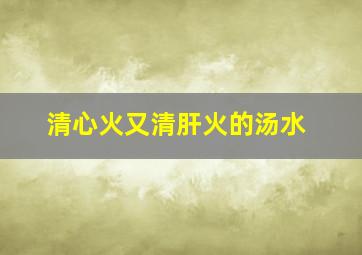 清心火又清肝火的汤水