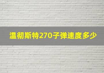 温彻斯特270子弹速度多少