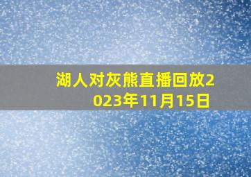 湖人对灰熊直播回放2023年11月15日