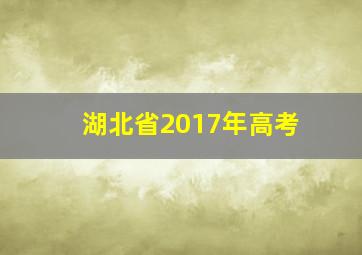 湖北省2017年高考