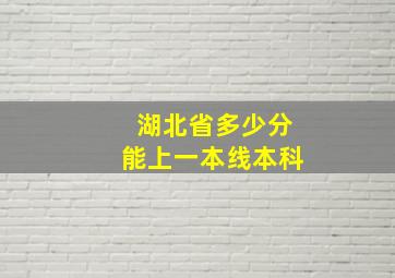 湖北省多少分能上一本线本科