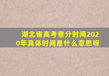 湖北省高考查分时间2020年具体时间是什么意思呀