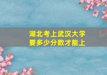 湖北考上武汉大学要多少分数才能上