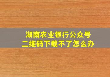 湖南农业银行公众号二维码下载不了怎么办