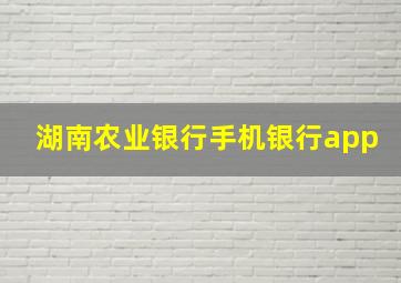 湖南农业银行手机银行app