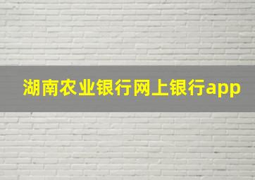 湖南农业银行网上银行app