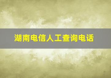 湖南电信人工查询电话