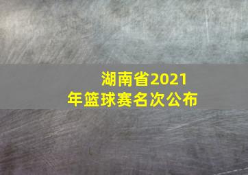 湖南省2021年篮球赛名次公布