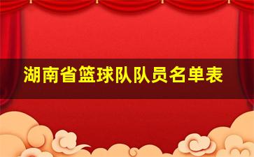 湖南省篮球队队员名单表