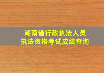 湖南省行政执法人员执法资格考试成绩查询