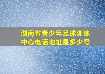 湖南省青少年足球训练中心电话地址是多少号