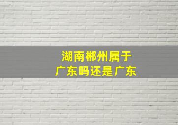 湖南郴州属于广东吗还是广东