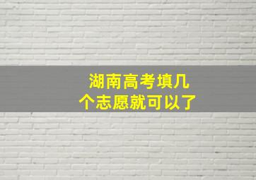 湖南高考填几个志愿就可以了