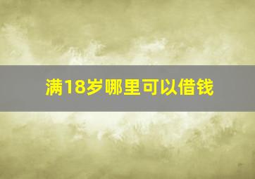 满18岁哪里可以借钱