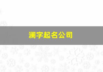 澜字起名公司