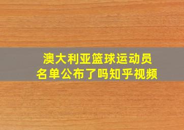 澳大利亚篮球运动员名单公布了吗知乎视频