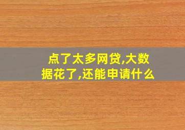 点了太多网贷,大数据花了,还能申请什么