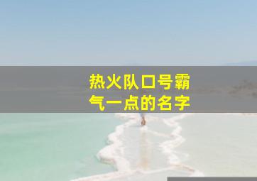 热火队口号霸气一点的名字