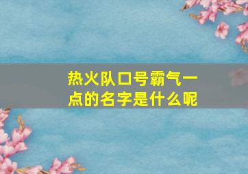 热火队口号霸气一点的名字是什么呢