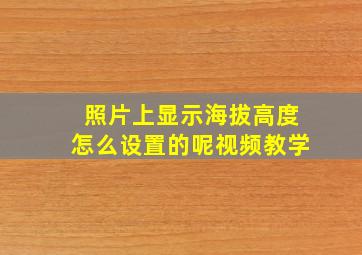 照片上显示海拔高度怎么设置的呢视频教学