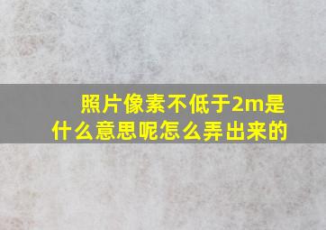 照片像素不低于2m是什么意思呢怎么弄出来的