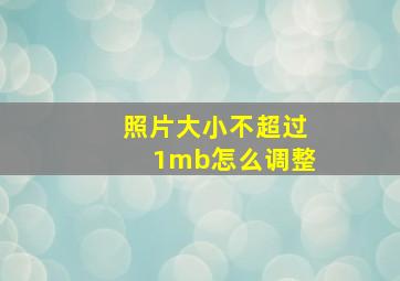 照片大小不超过1mb怎么调整