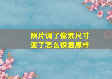 照片调了像素尺寸变了怎么恢复原样