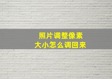 照片调整像素大小怎么调回来