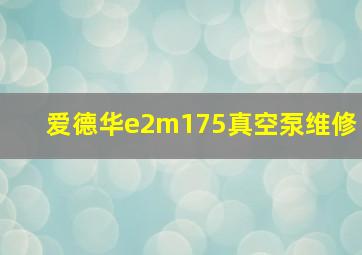 爱德华e2m175真空泵维修