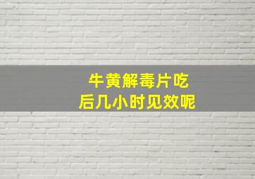 牛黄解毒片吃后几小时见效呢