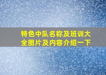 特色中队名称及班训大全图片及内容介绍一下