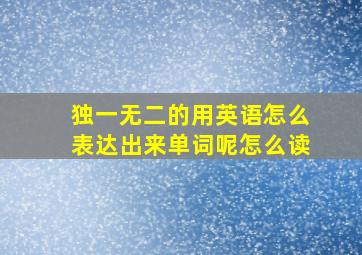 独一无二的用英语怎么表达出来单词呢怎么读