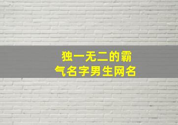 独一无二的霸气名字男生网名