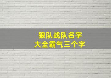 狼队战队名字大全霸气三个字