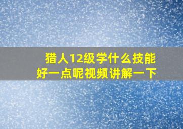 猎人12级学什么技能好一点呢视频讲解一下