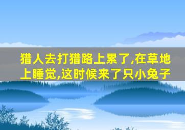 猎人去打猎路上累了,在草地上睡觉,这时候来了只小兔子