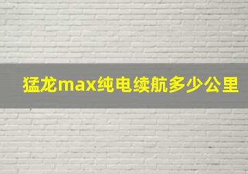 猛龙max纯电续航多少公里