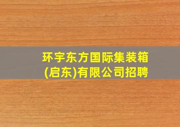 环宇东方国际集装箱(启东)有限公司招聘